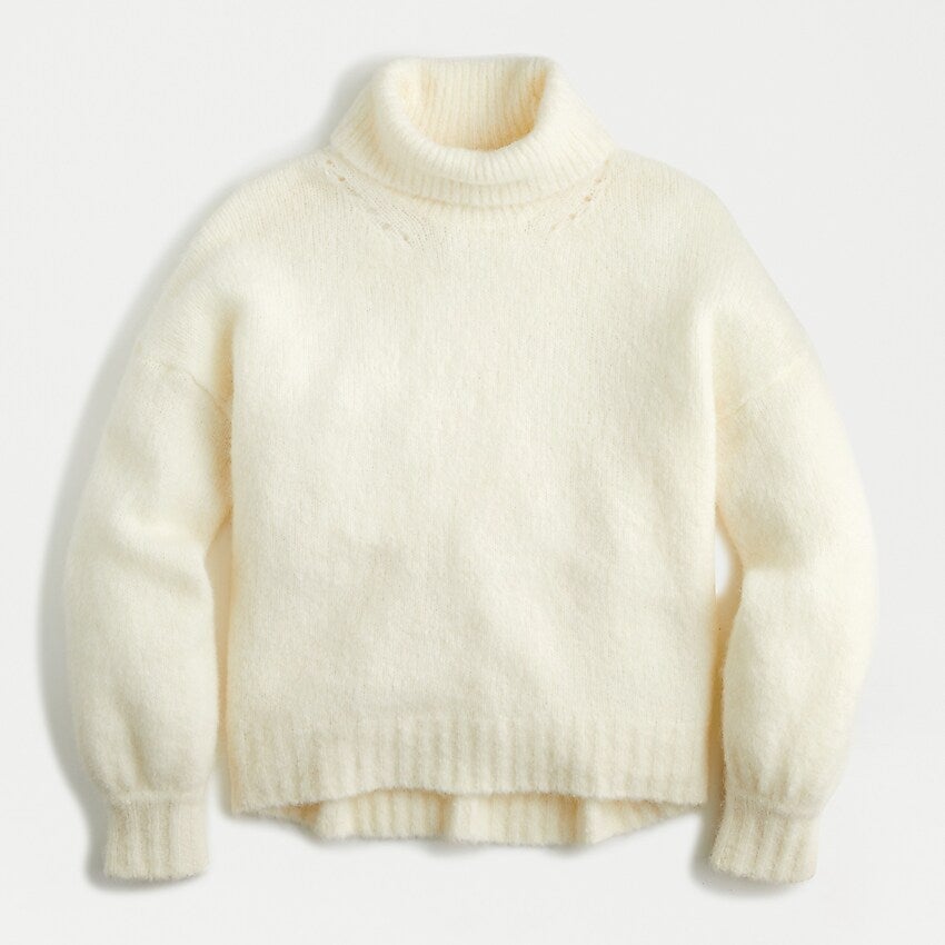 J. Crew + Fuzzy balloon-sleeve turtleneck sweater