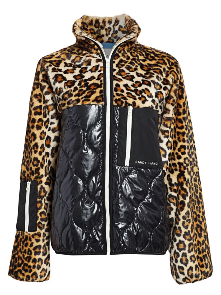 Sandy Liang + Dean Faux-Fur Mixed Leopard Print Fleece