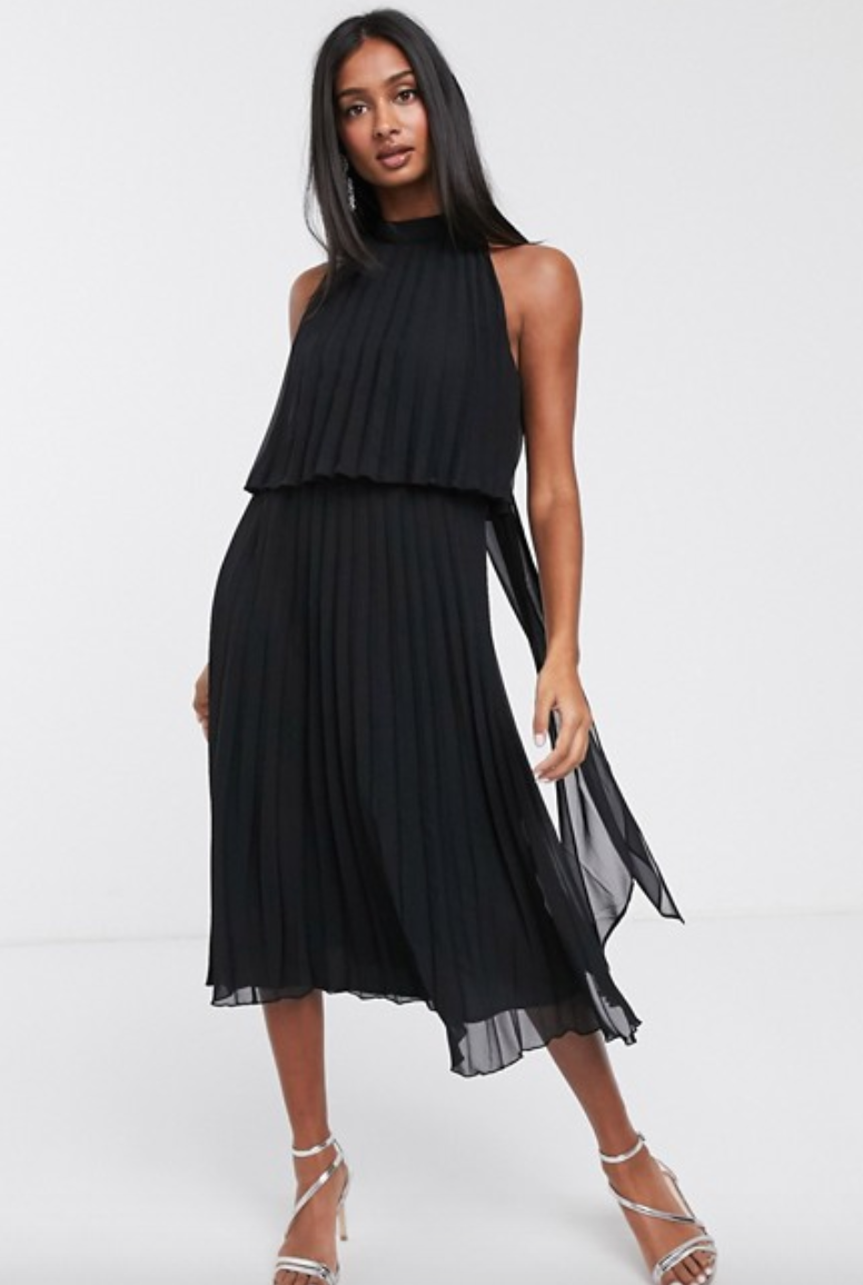 ASOS DESIGN + Halter Tie Neck Midi Dress