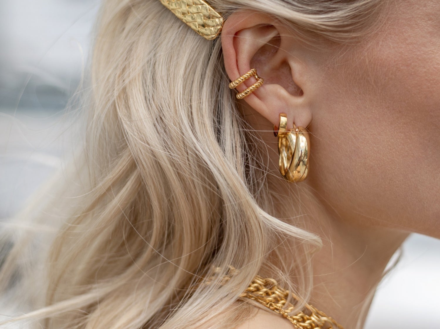 Lucy williams gold store chunky entwine hoops