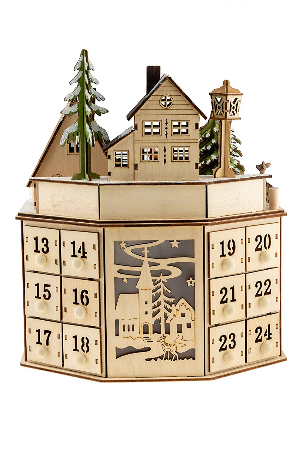 Clever Creations Traditional Wooden Advent Calendar