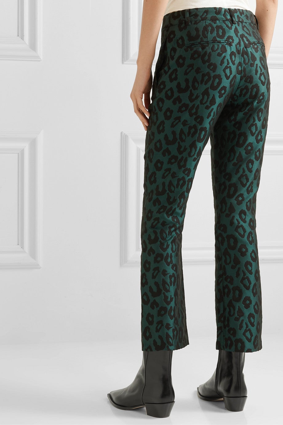 Anine Bing Cindy Leopard Jacquard Slim Leg Pants