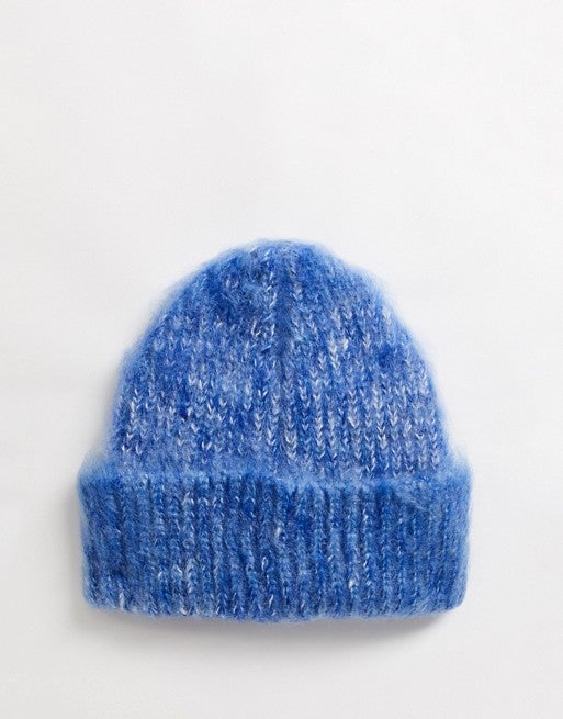 ASOS DESIGN + ASOS DESIGN fluffy two tone beanie hat