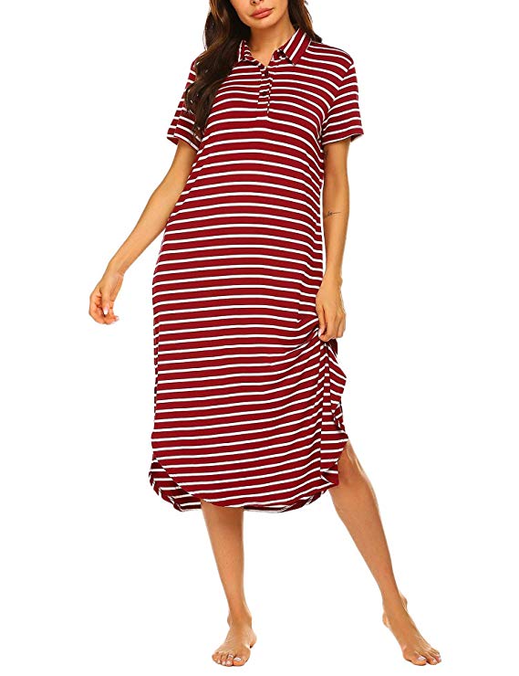 Ekouaer + Striped Loungewear Gown