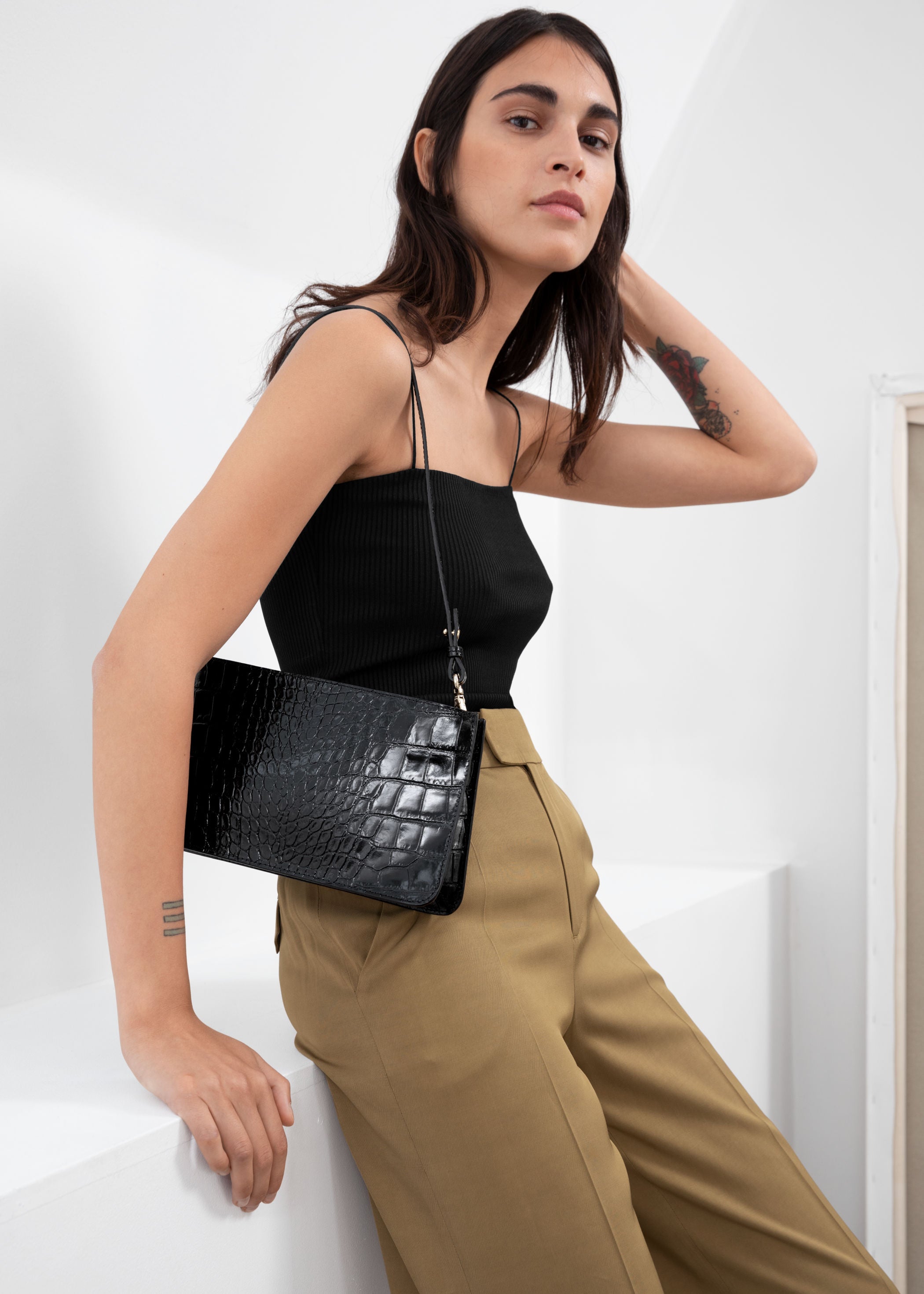 Duo buckle discount croc shoulder bag