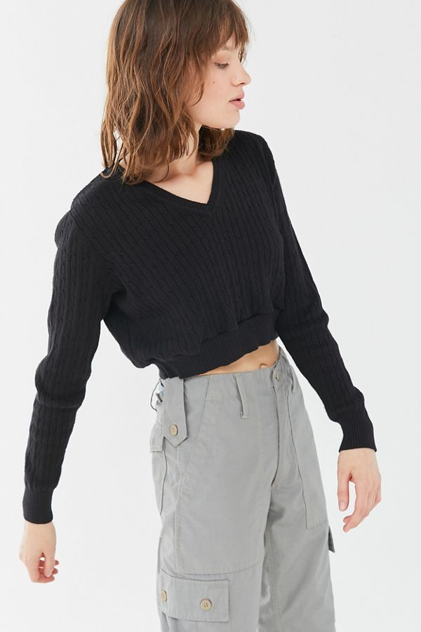 Urban Renewal Recycled Cable Knit V Neck Sweater 6926