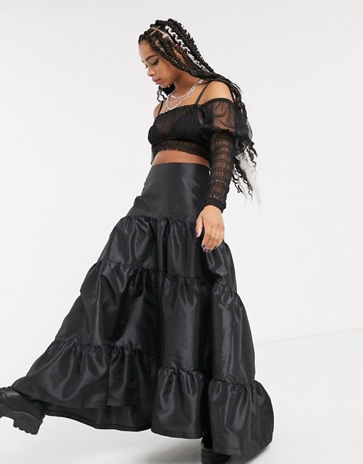 Milk It + Milk It vintage tiered maxi skirt in taffeta