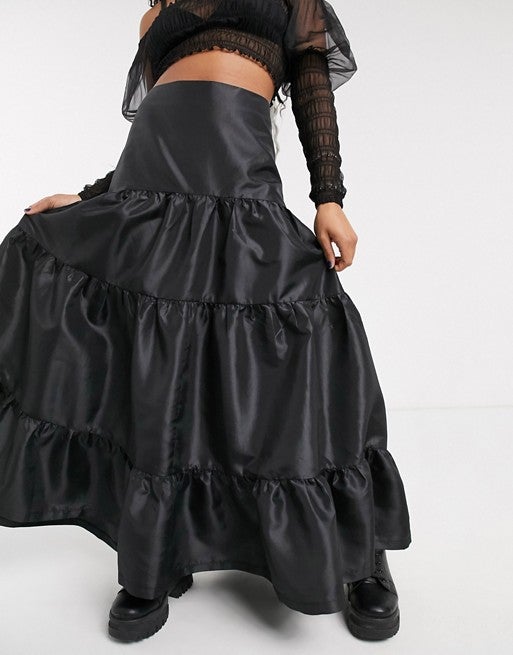 tiered taffeta skirt