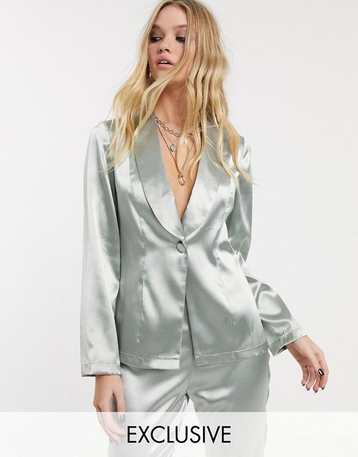 silver metallic suit women's