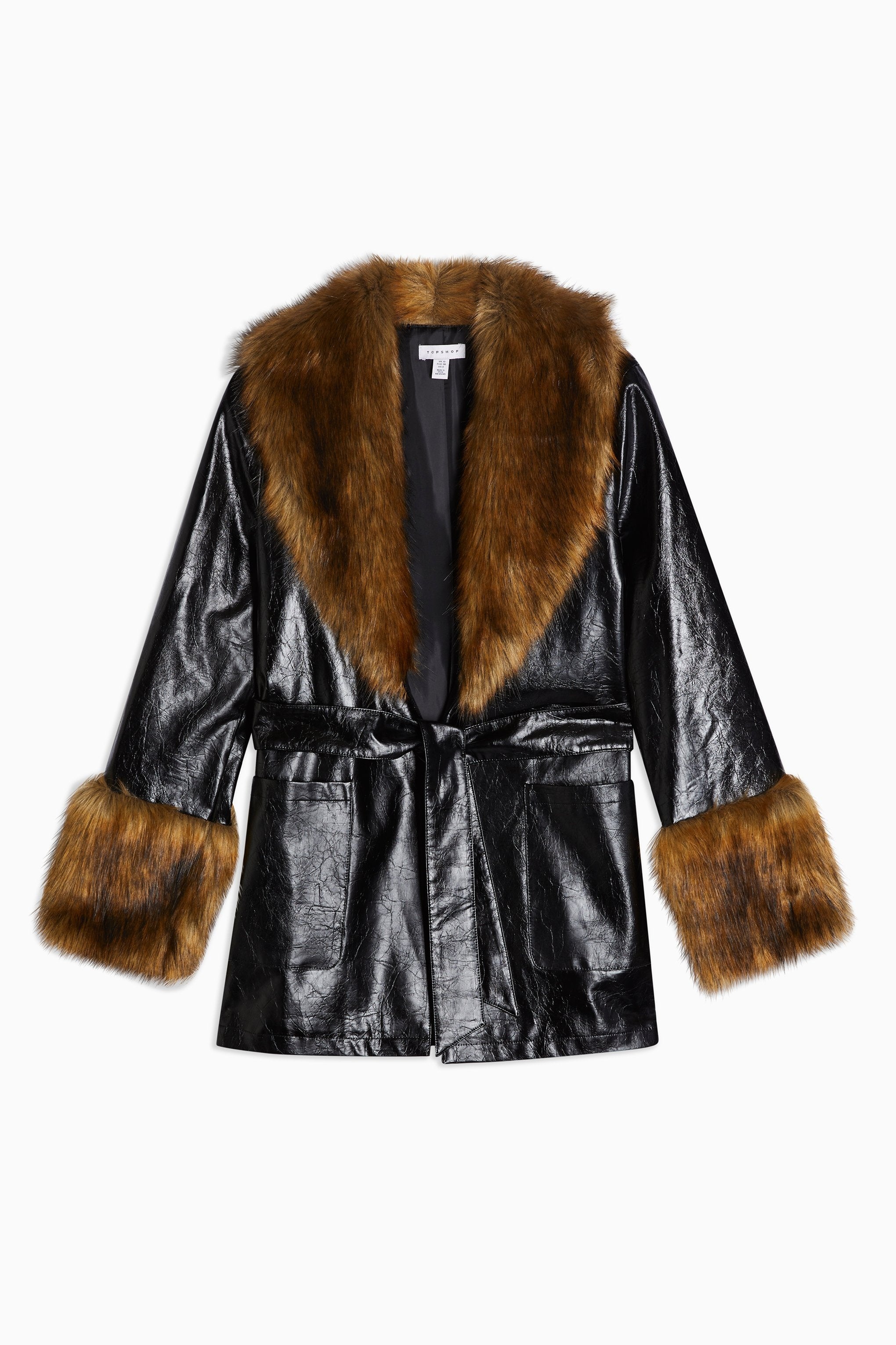 Black pu and faux hotsell fur jacket