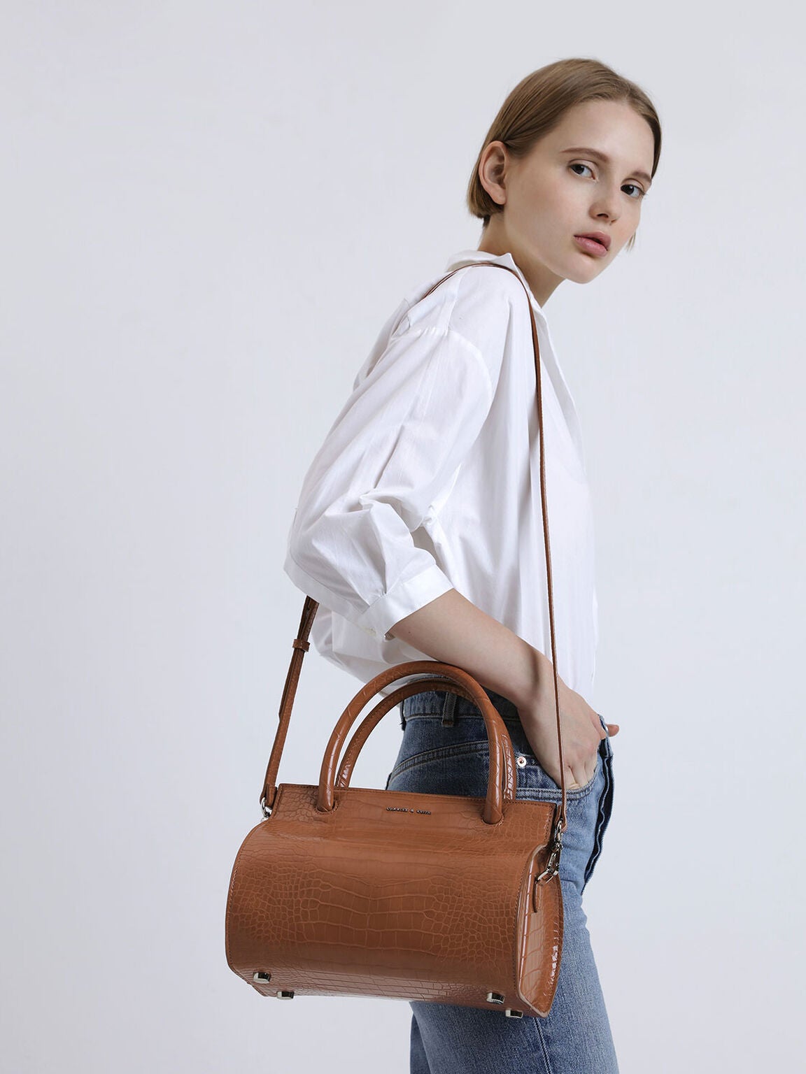 charles and keith top handle structured bag