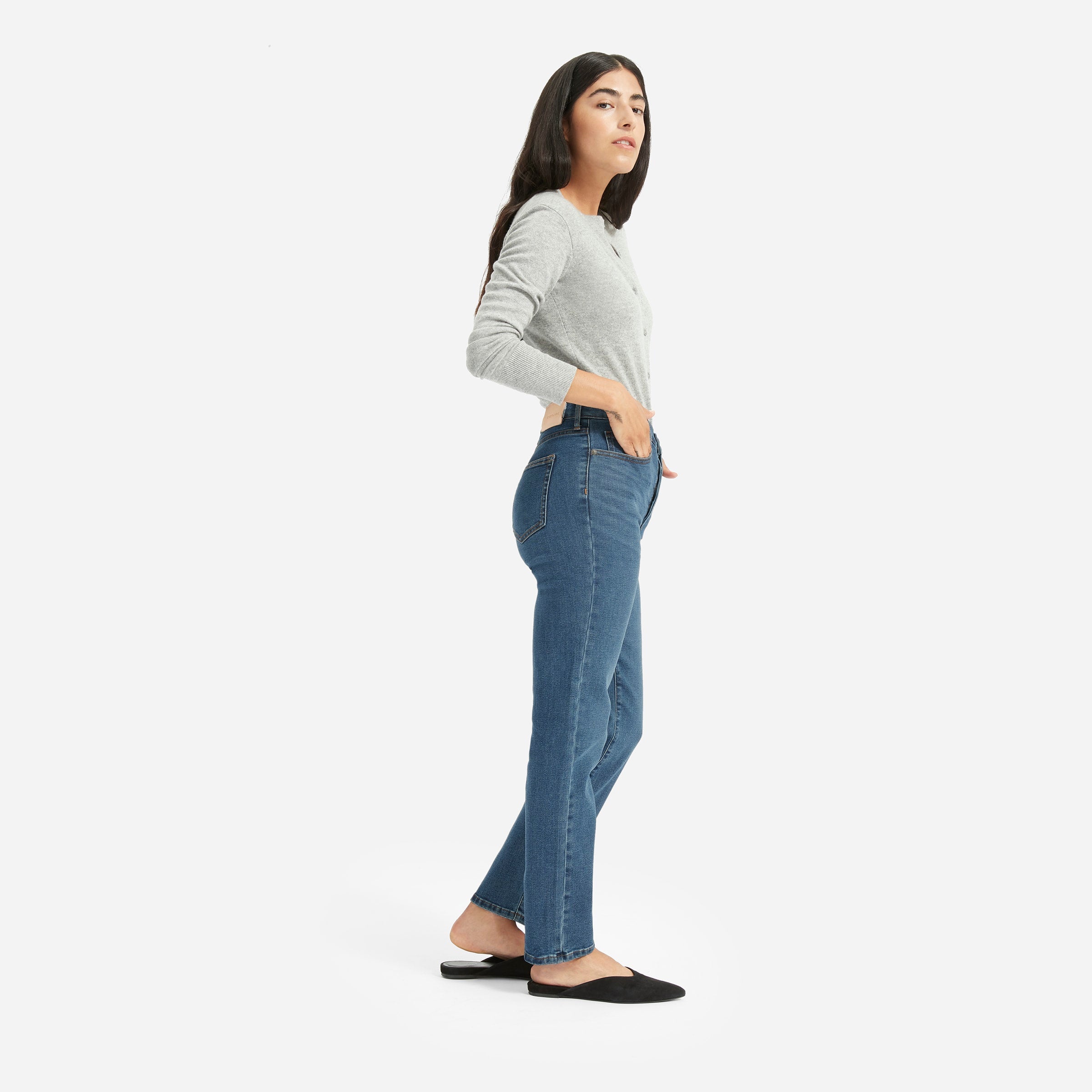 Everlane top High Rise Straight Leg Dark Blue Cigarette Jeans