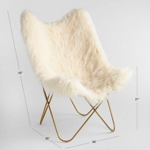 White fuzzy on sale butterfly chair