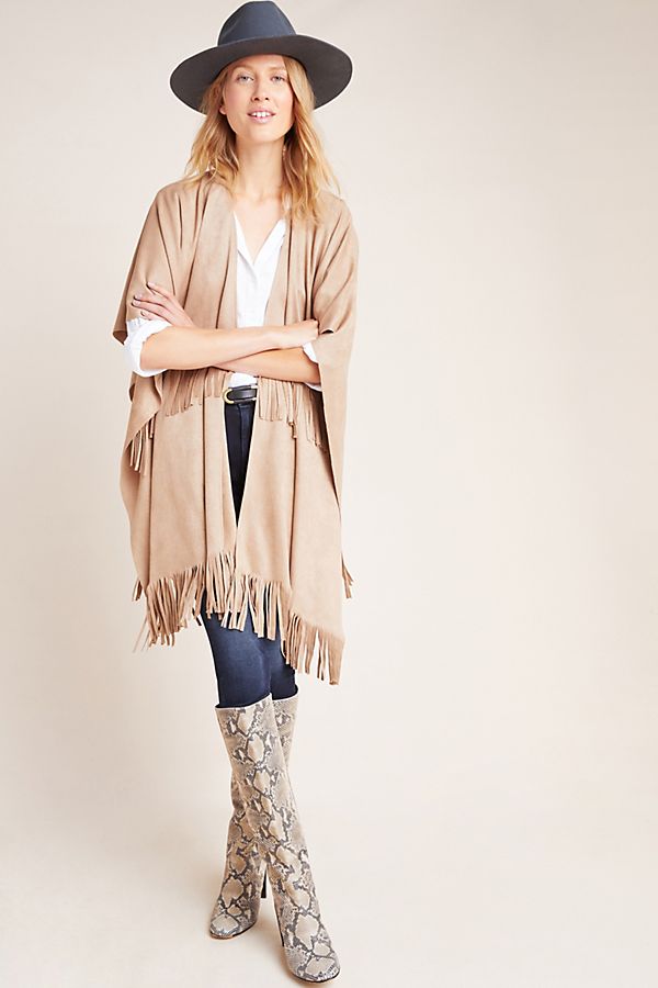 anthropologie suede fringe jacket