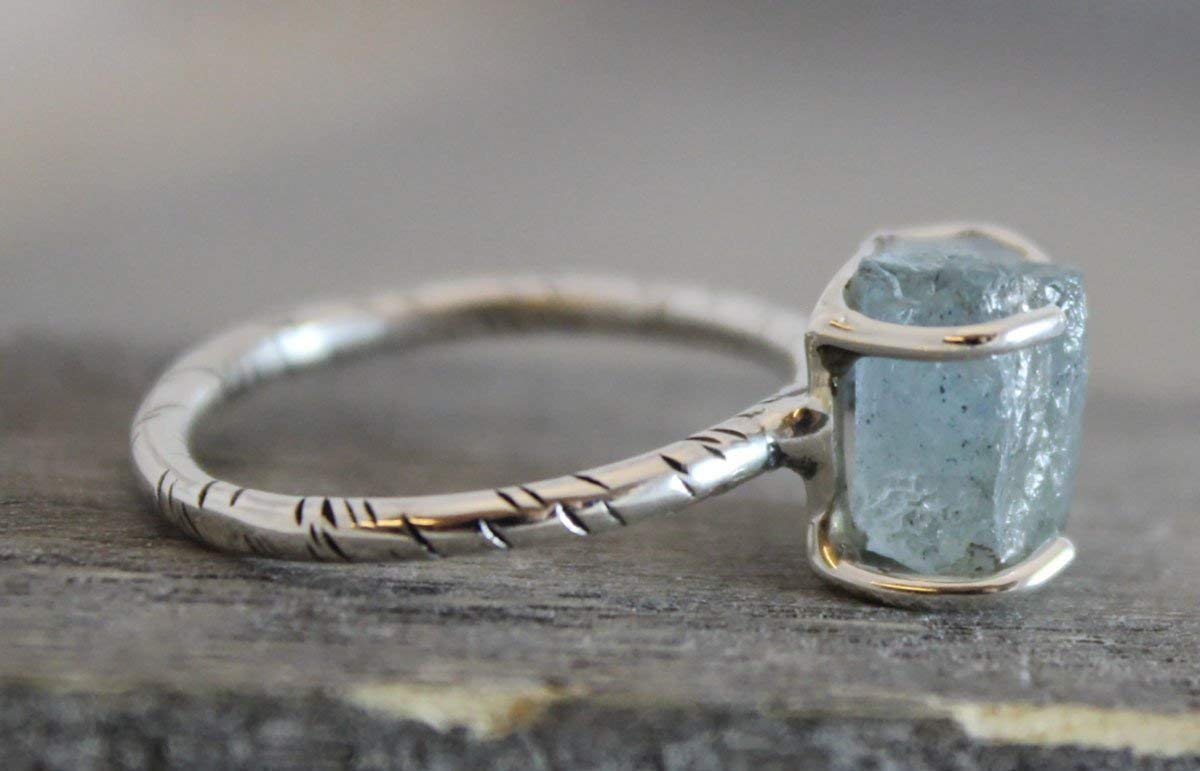 Sophia Rose Jewellry + Raw Aquamarine Sterling Silver Ring