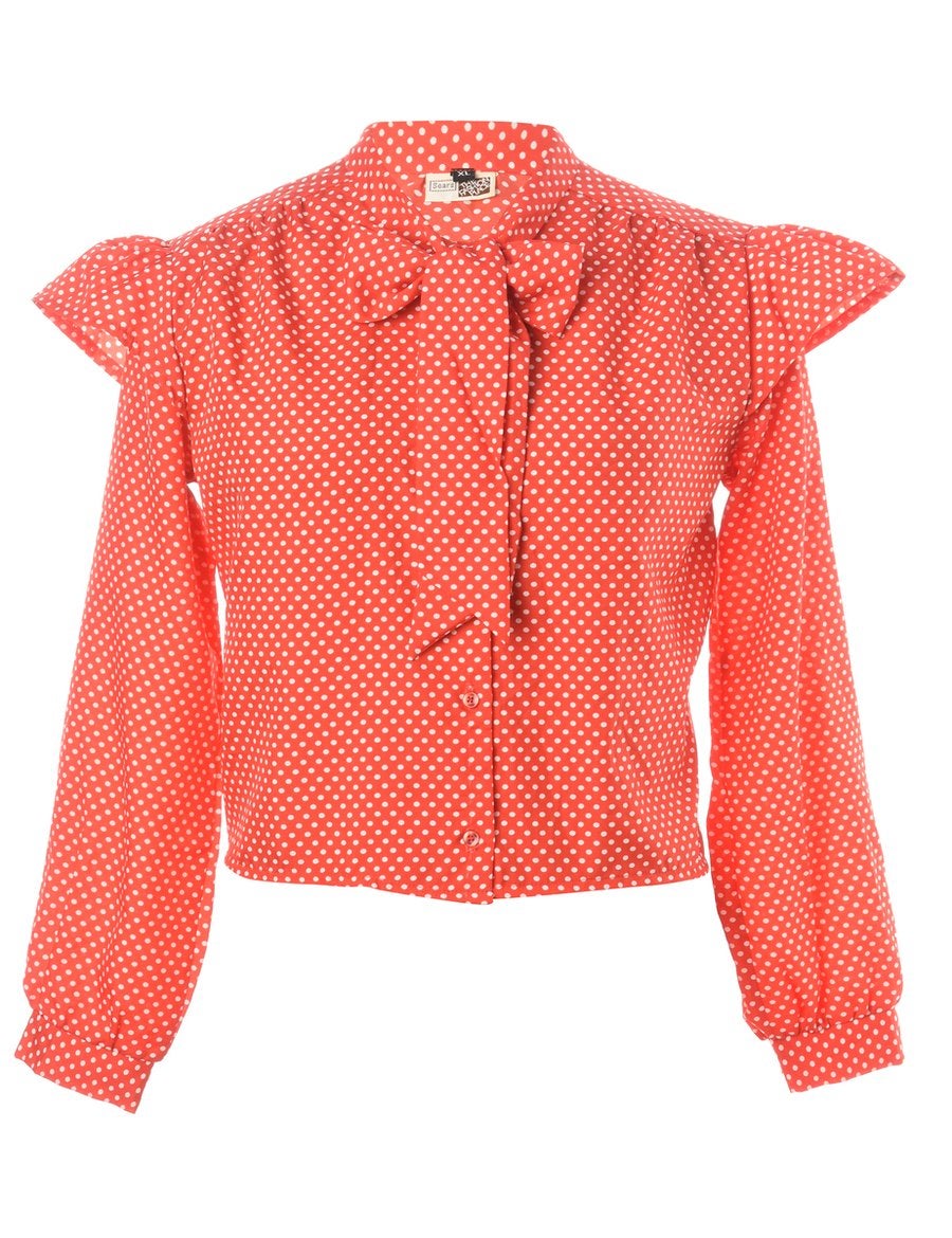 BEYOND RETRO LABEL + Label Cropped Frill Sleeve Pussybow Blouse