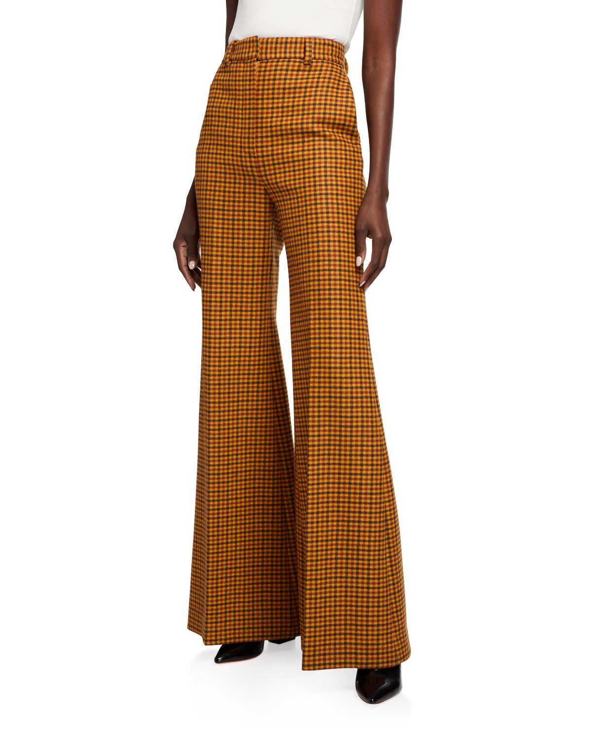 Wide leg gingham outlet pants