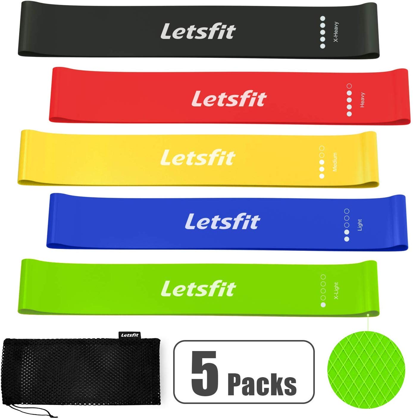 Letsfit + Resistance Loop Bands, Resistance Exercise Bands For Home 