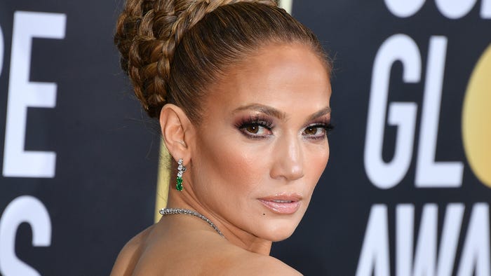 Jennifer Lopez French Shimmer Ombre Nails Golden Globes
