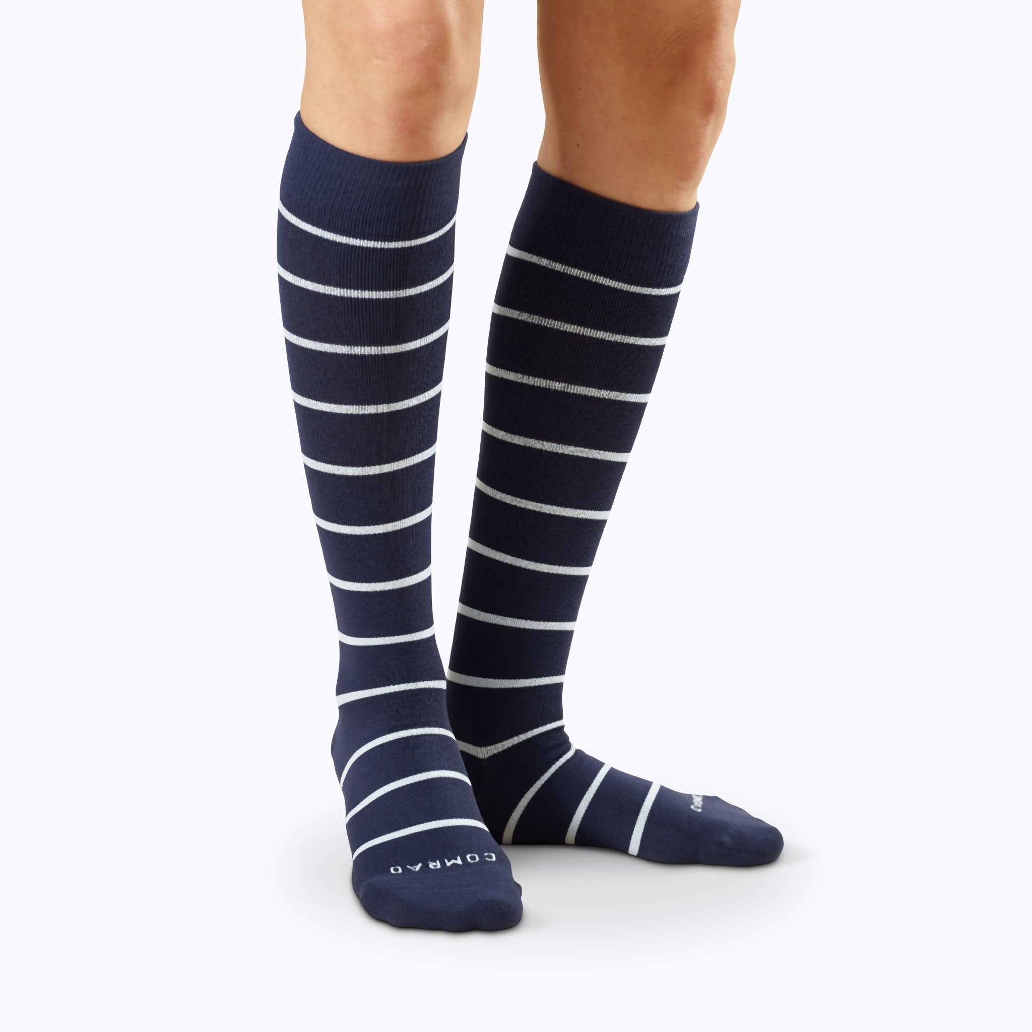 Comrad + Companion Compression Socks Indigo/White Stripe