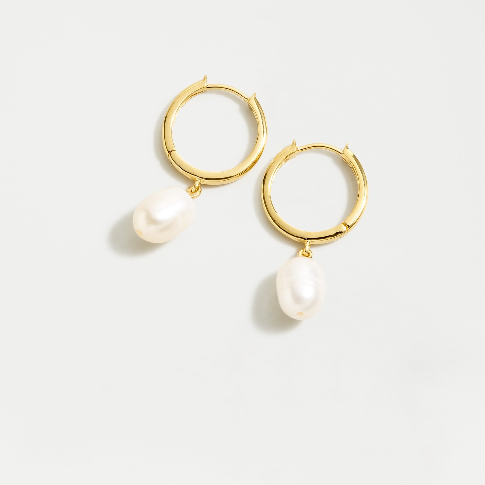 J.Crew + Demi-fine 14k gold-plated pearl hoop earrings