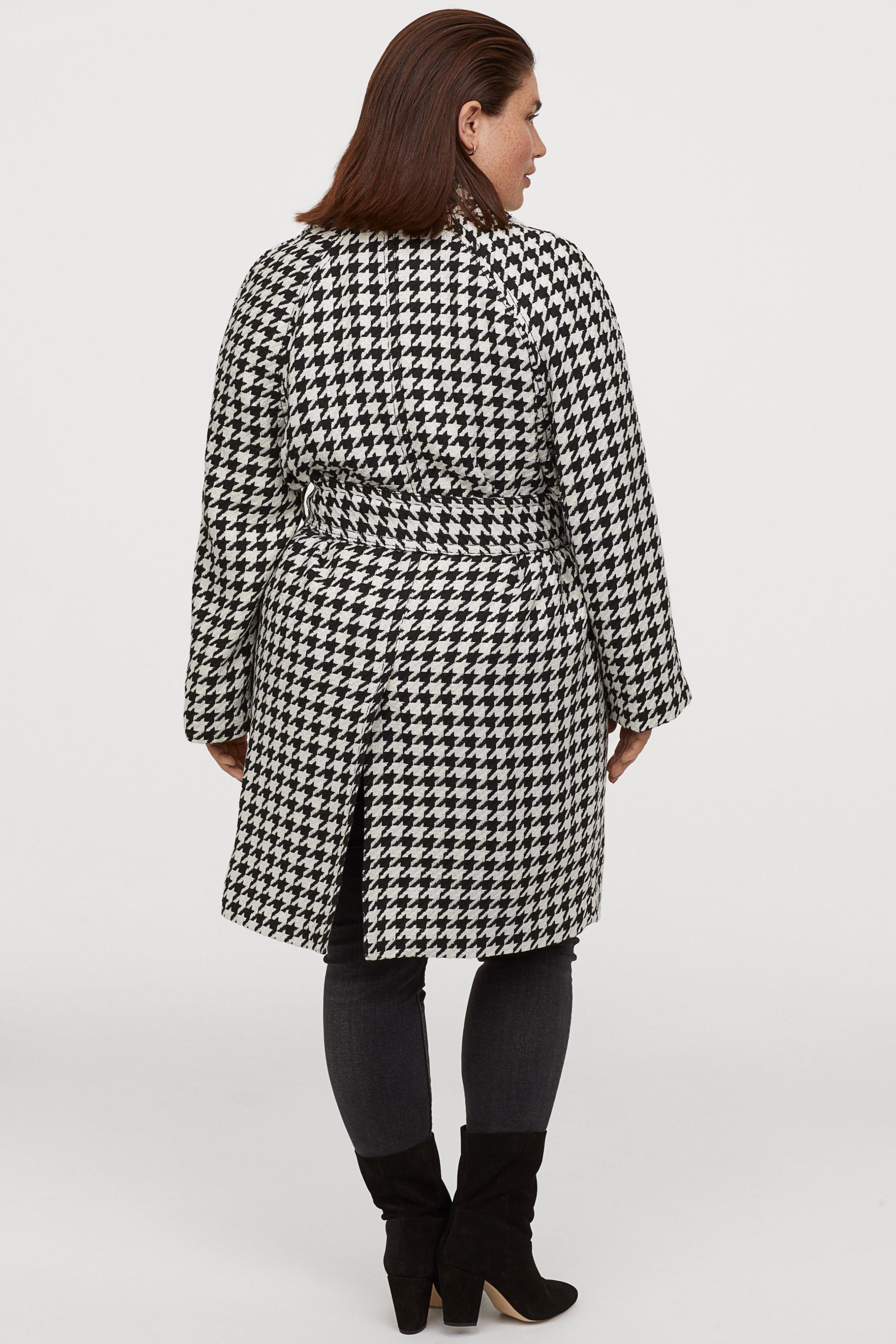 H&M + Plus-Size Houndstooth-pattern Coat