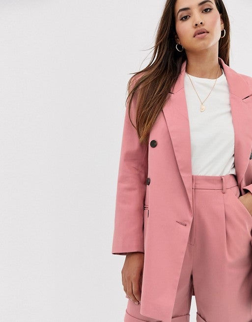 ASOS DESIGN + Oversized Double Breasted Dad Suit Blazer