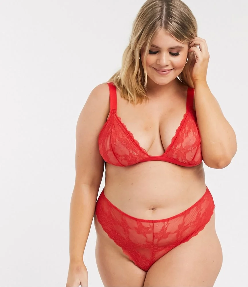 ASOS Zea Barely There Triangle Bra in Red