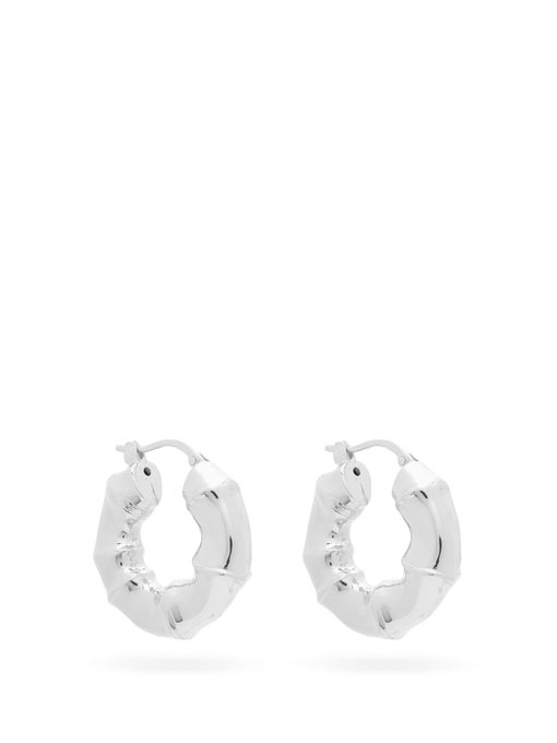 Enamel Bamboo Earrings Small Hoops | Dwell and Adorn