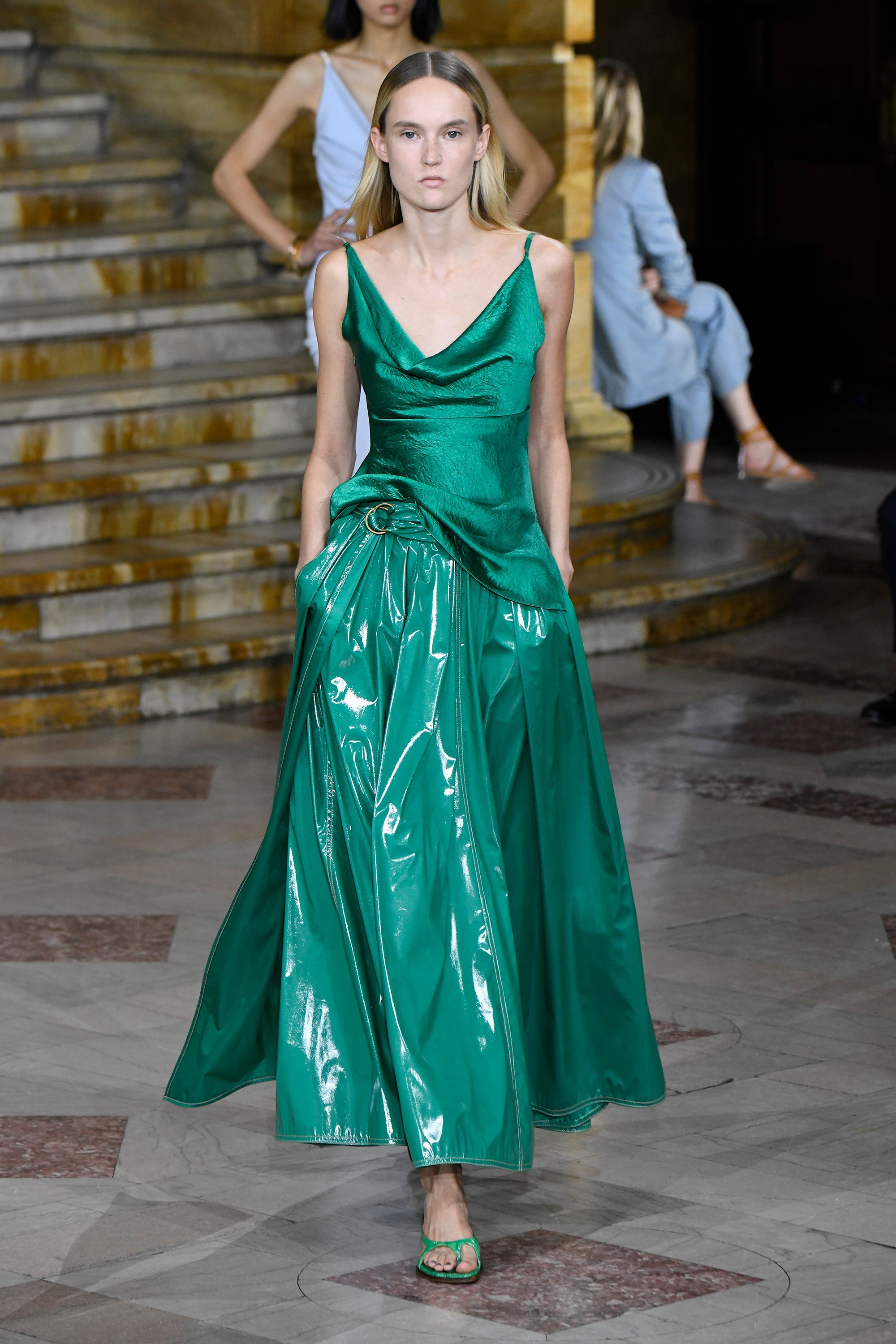 Emerald Green Silk Full Wrap Maxi Dress Summer Bridesmaid  Etsy Israel