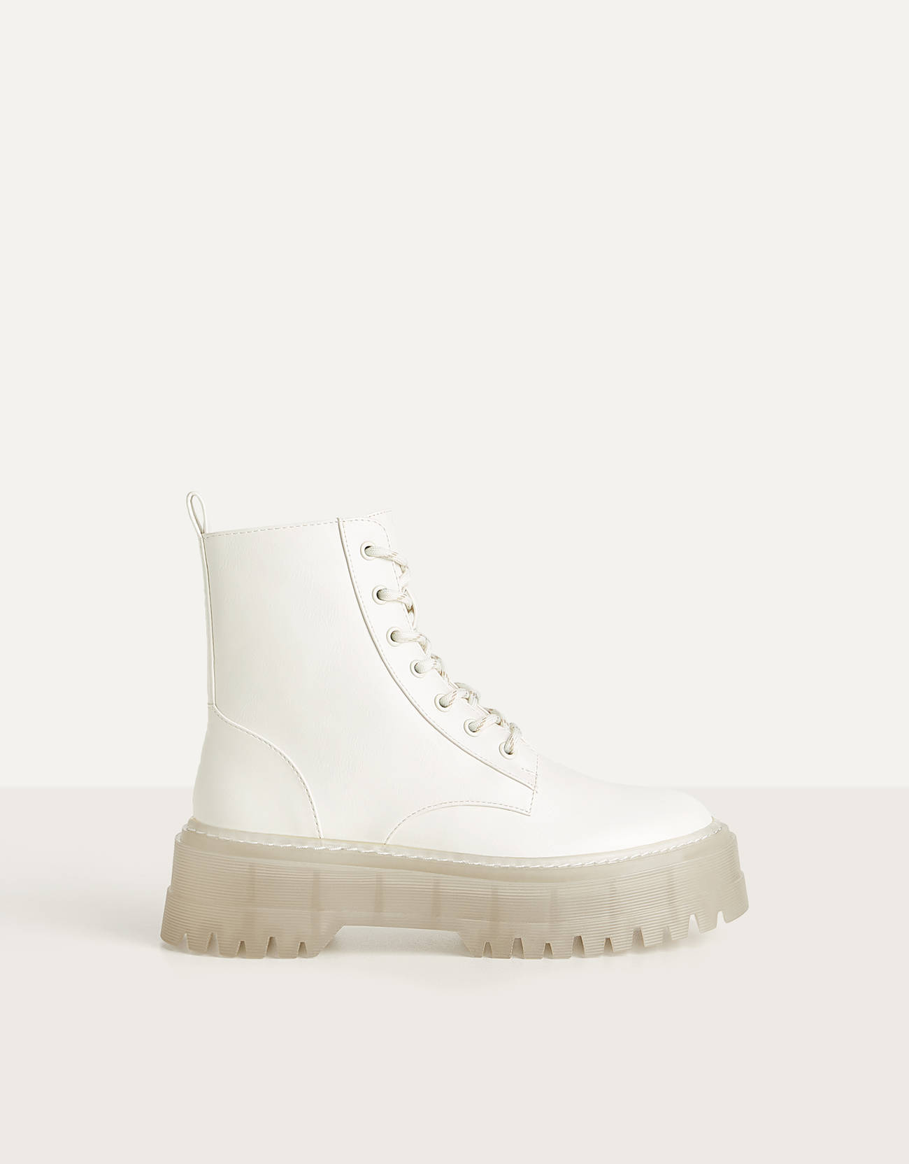 bershka leather track sole ankle boots
