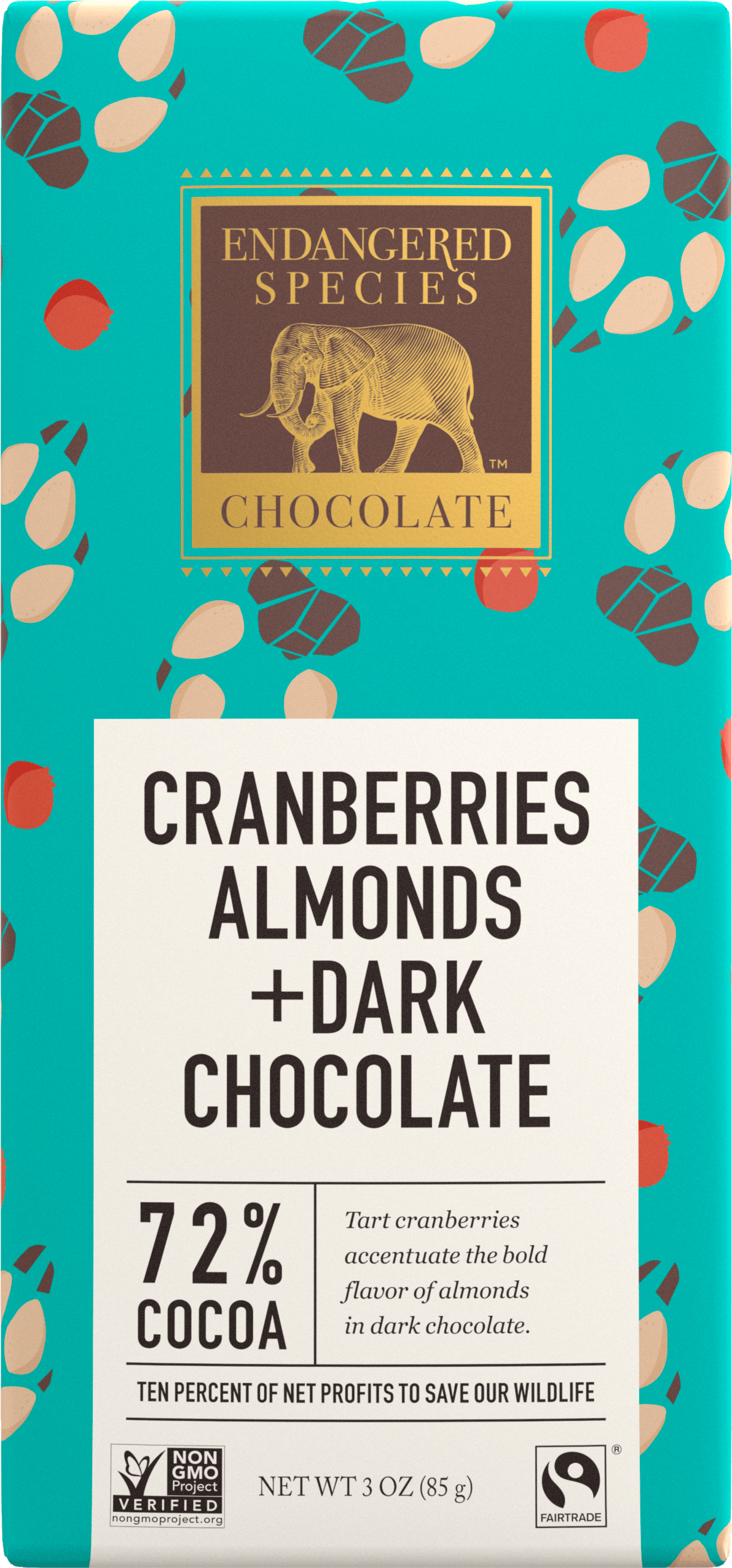 Endangered Species Chocolate + Wolf — Cranberries Almonds + Dark Chocolate