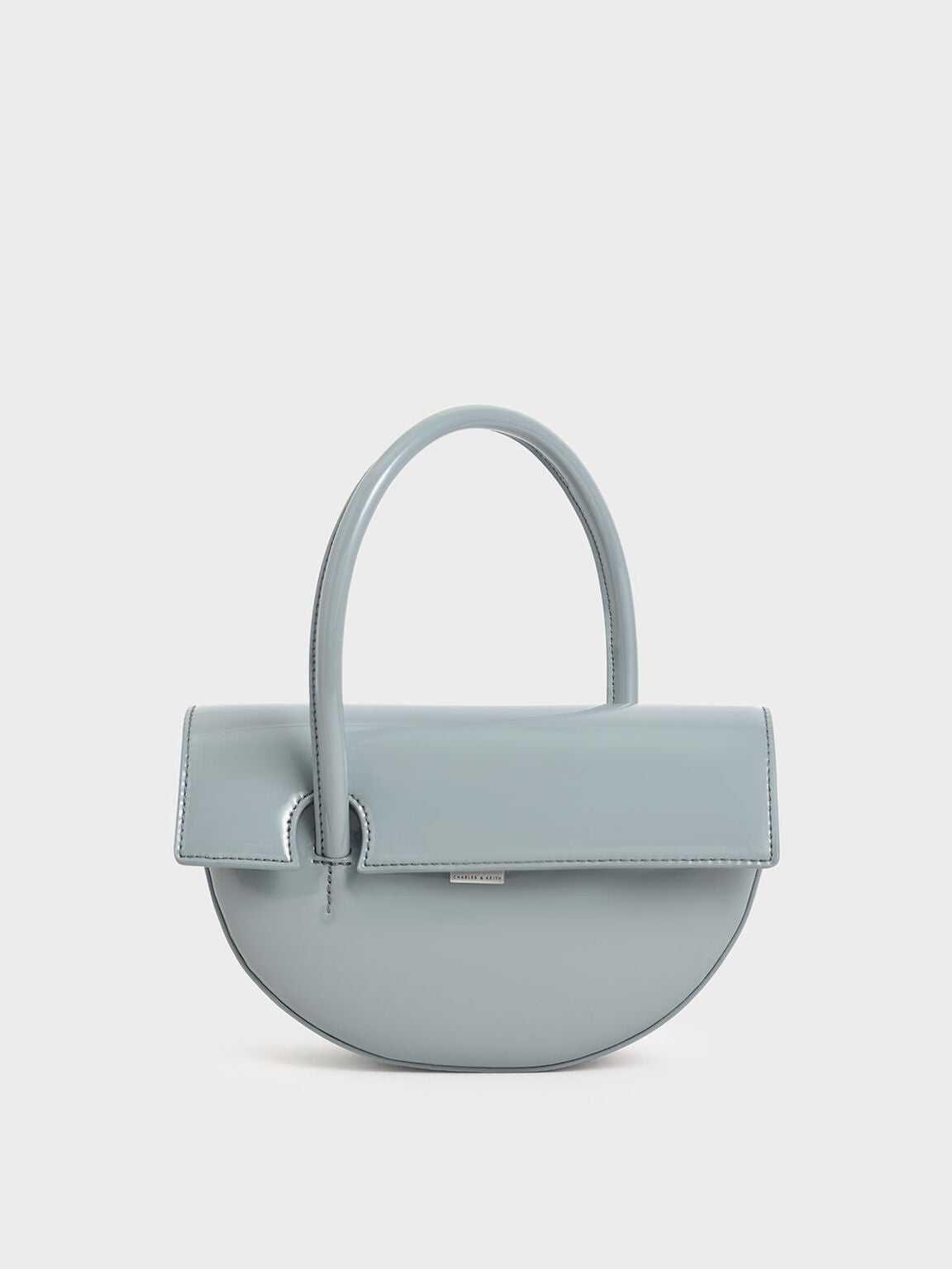 Charles & Keith + Patent Top Handle Semi-Circle Bag