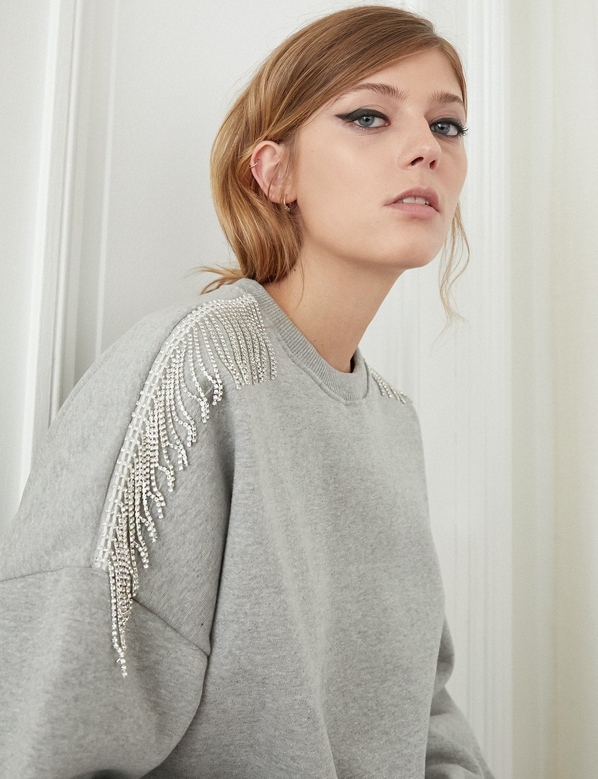 Pixie Market + Grey Diamond Fringe Sweatshirt