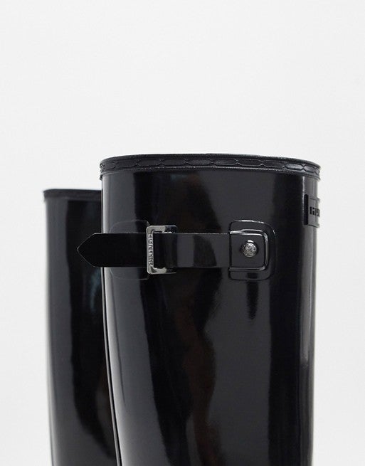 Hunter Refined Black Gloss Tall Rain Boots