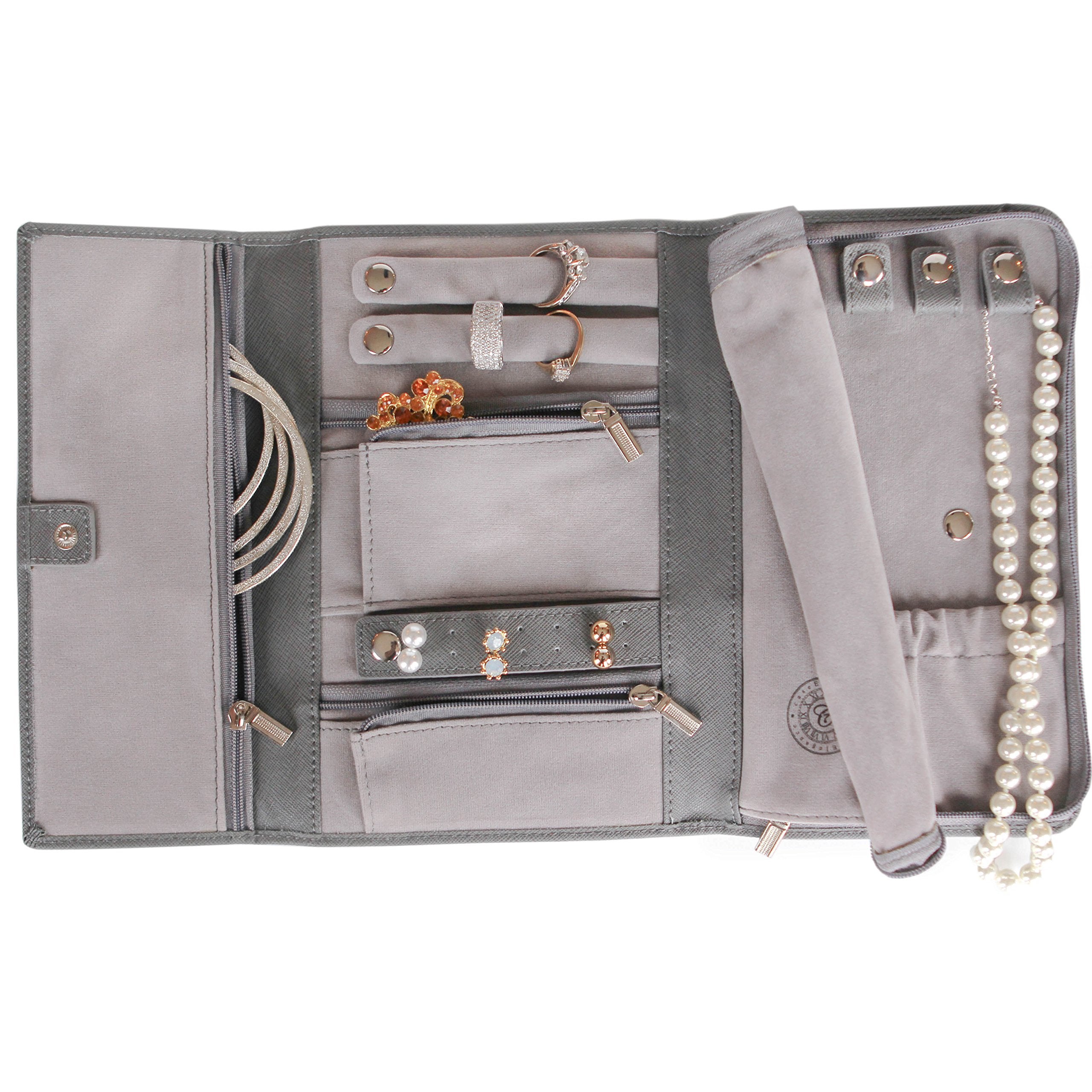 CASE ELEGANCE + Saffiano Leather Travel Jewelry Case