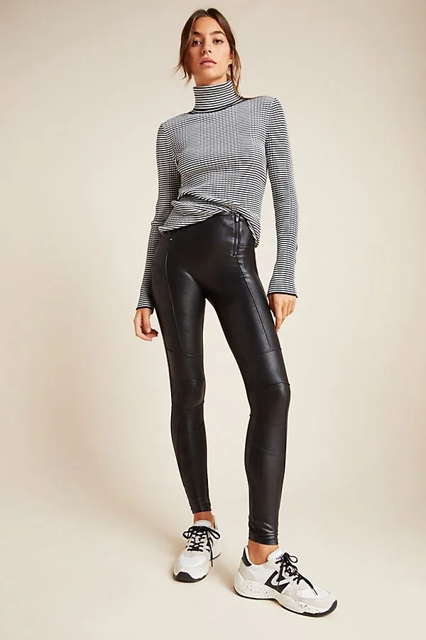 Buy Real LEATHER LEGGINGS With Cuffs Genuine Black Leather