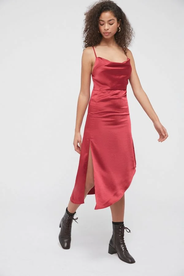 Side-Slit Midi Dress for Women