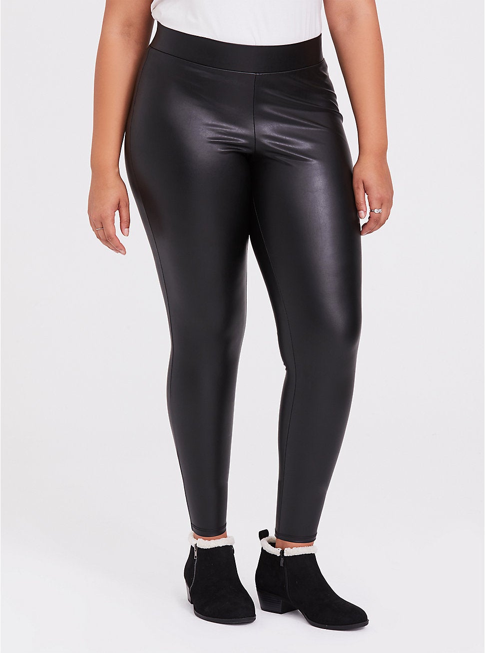 Womens Leggings Fleece Lined Faux Leather Long Pants Casual Stretch High  Waisted Thermal Tights Thick Trouser