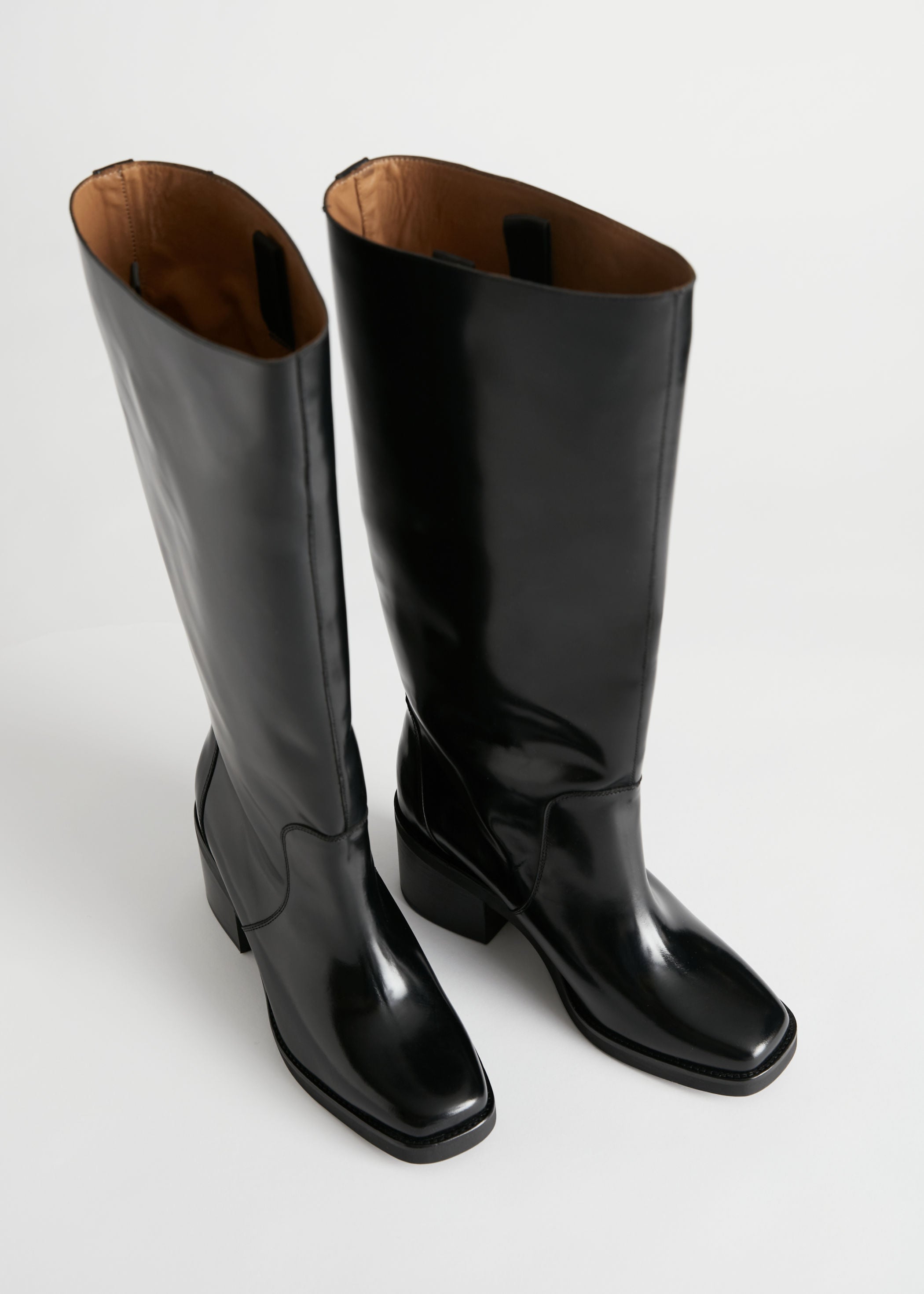 & Other Stories + Square Toe Knee High Leather Boots