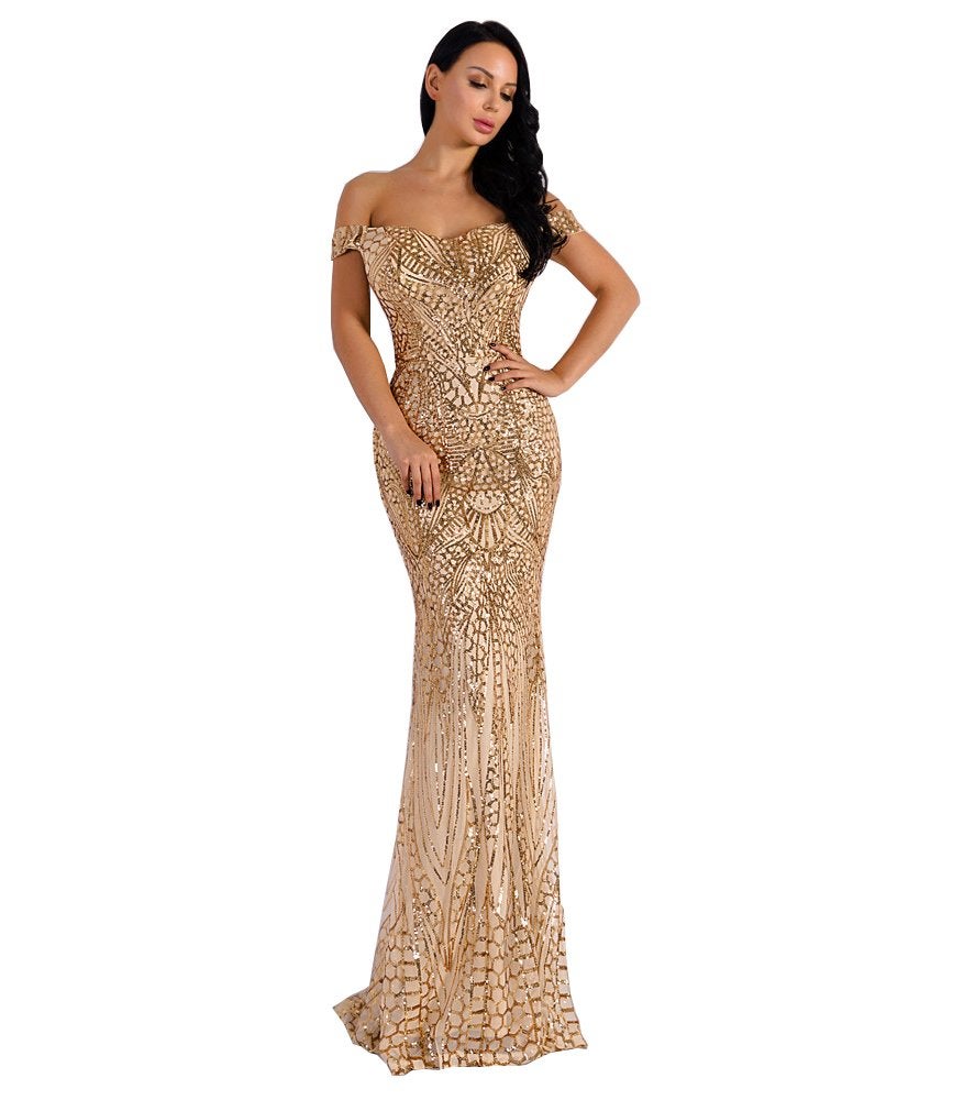 Miss Ord + Women’s Formal Halter Sequin Tassel Bodycon Gown