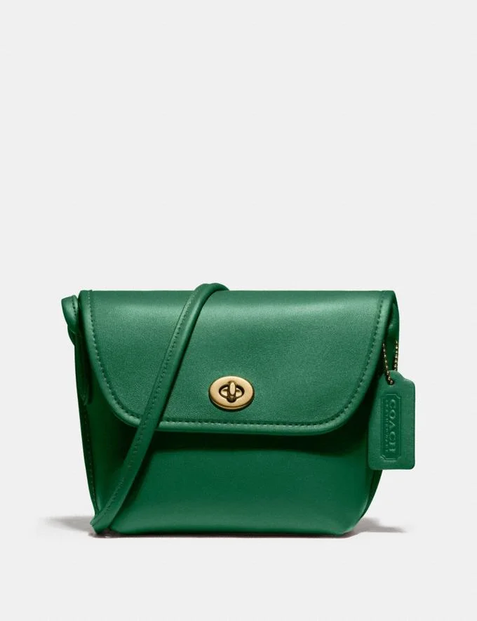 Coach Green Leather Turn-lock Flap Chain Shoulder Bag at 1stDibs