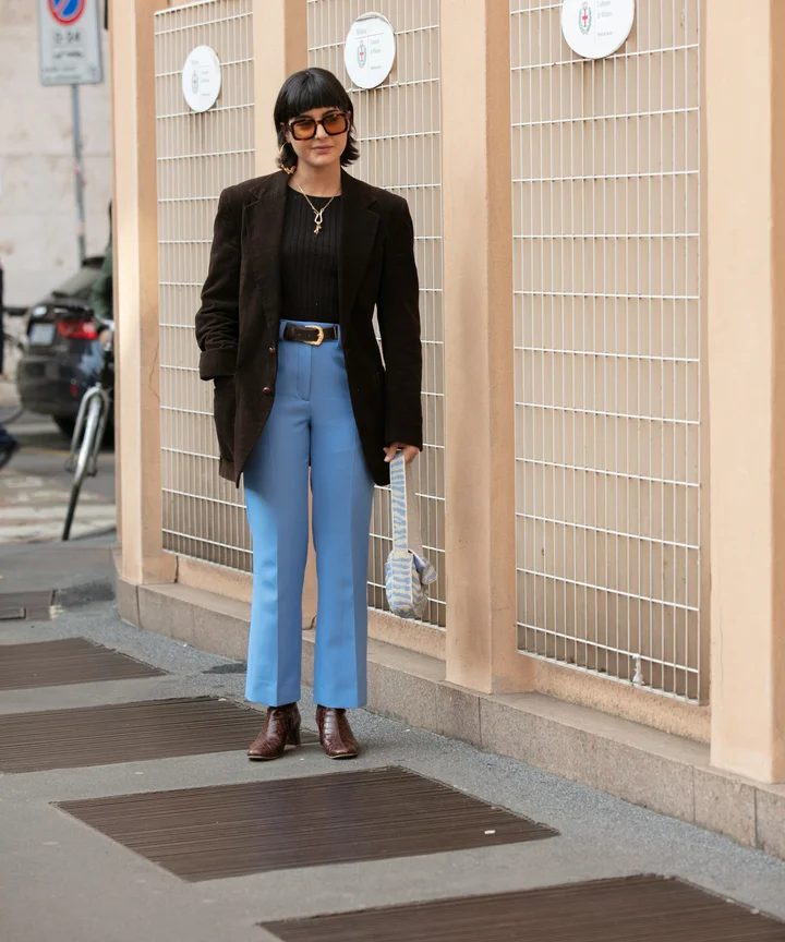 Linda Tol wearing Chanel belt bag outside Paris Fashion Week