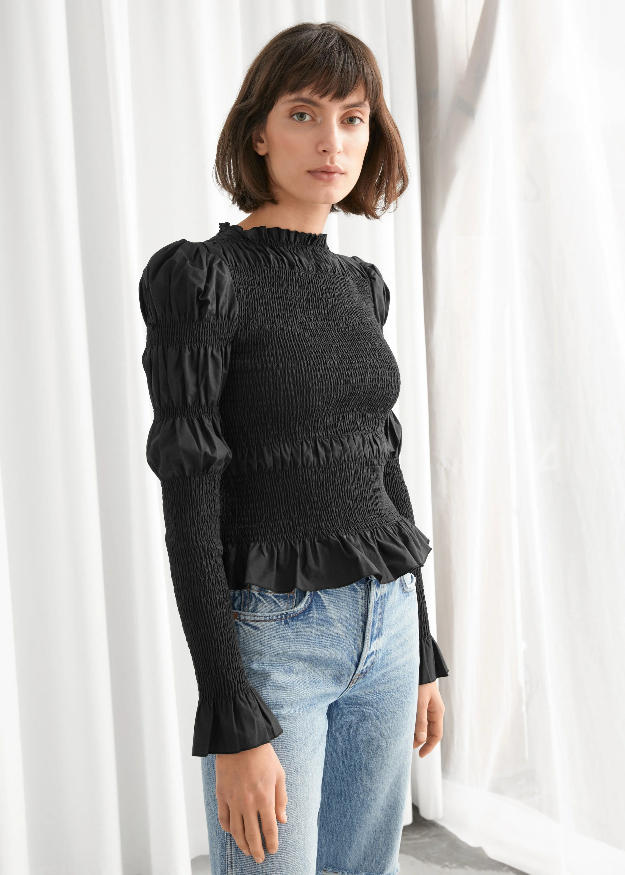 Smocked Top - Black - & Other Stories