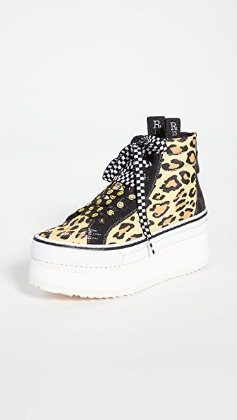 R13 Leopard High Top Skate Platform Sneakers