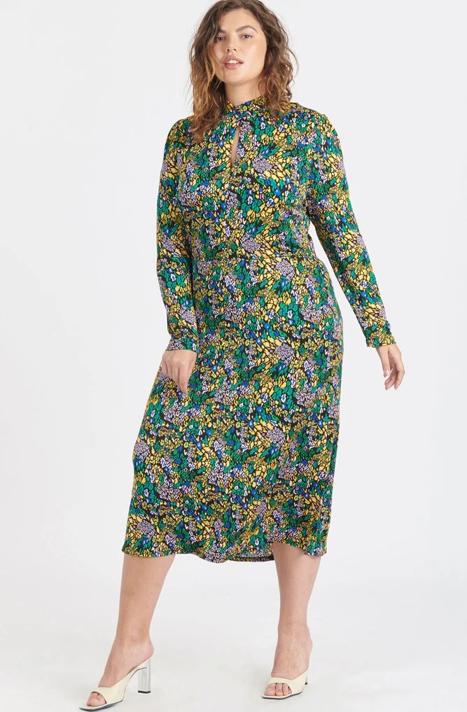 Tanya Taylor + Andrea Printed Keyhole Cocktail Dress – Curvy Fox