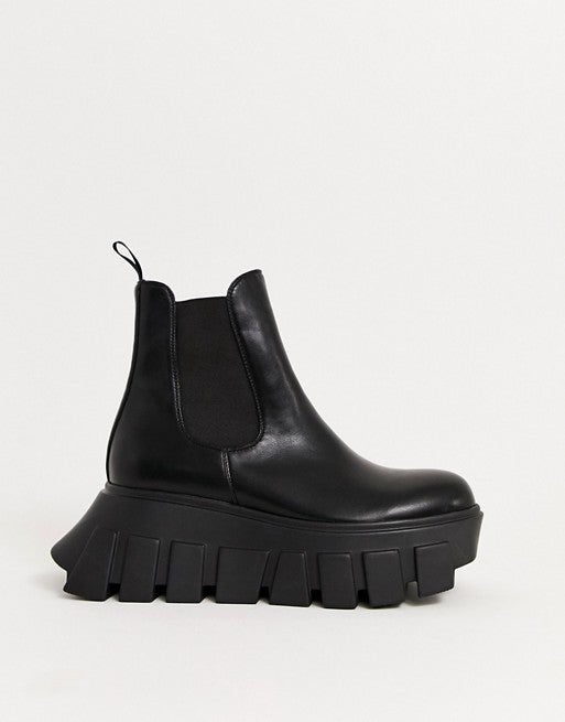 Lamoda black chunky on sale platform chelsea boots