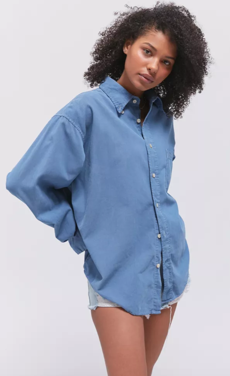 loose corduroy button down