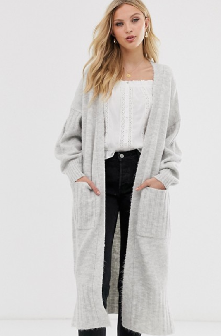 ASOS DESIGN + Maxi Cardigan In Fluffy Yarn