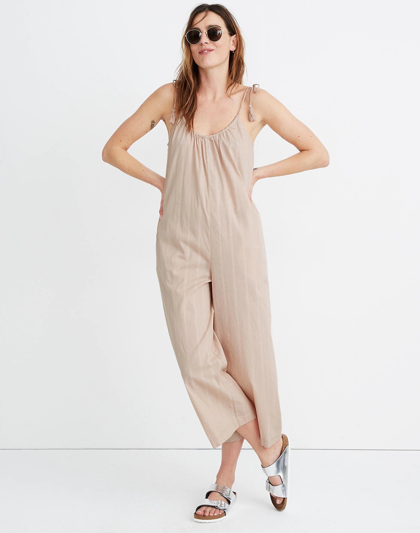 madewell tie strap overalls